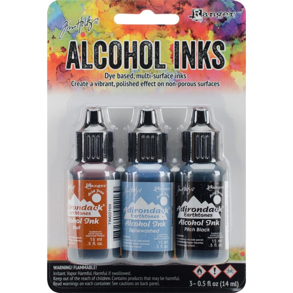 Tim Holtz - Ensemble «Alcohol Inks» couleur «Rust / Stonewash / Pitch Black»