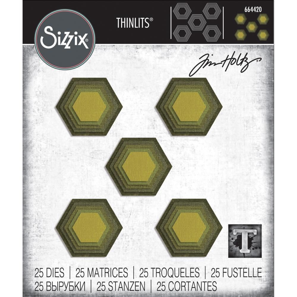 Sizzix - Dies Thinlits «Stacked Tiles Hexagons» 25 pièces