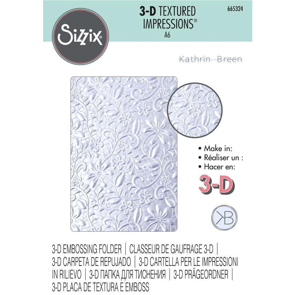 Sizzix - Plaques à embosser 3D de Tim Holtz «Lacey» 4" x 6"