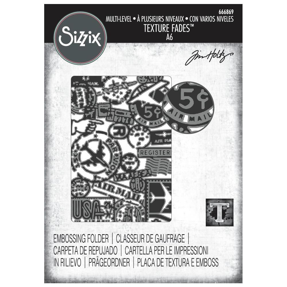 Sizzix - Plaques à embosser 3D de Tim Holtz «Vault Airmail»
