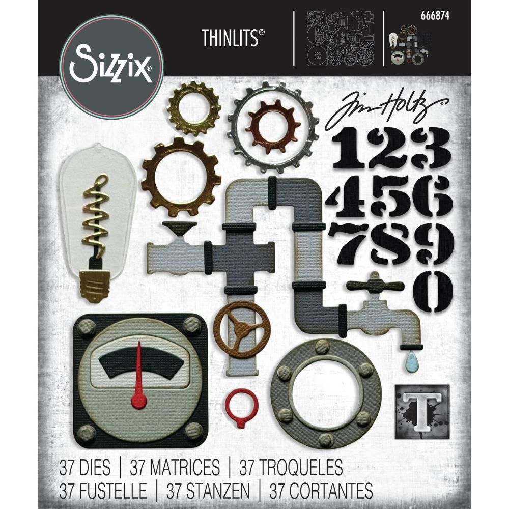 Sizzix - Thinlits Dies de Tim Holtz «Vault Industrial» 37 pcs