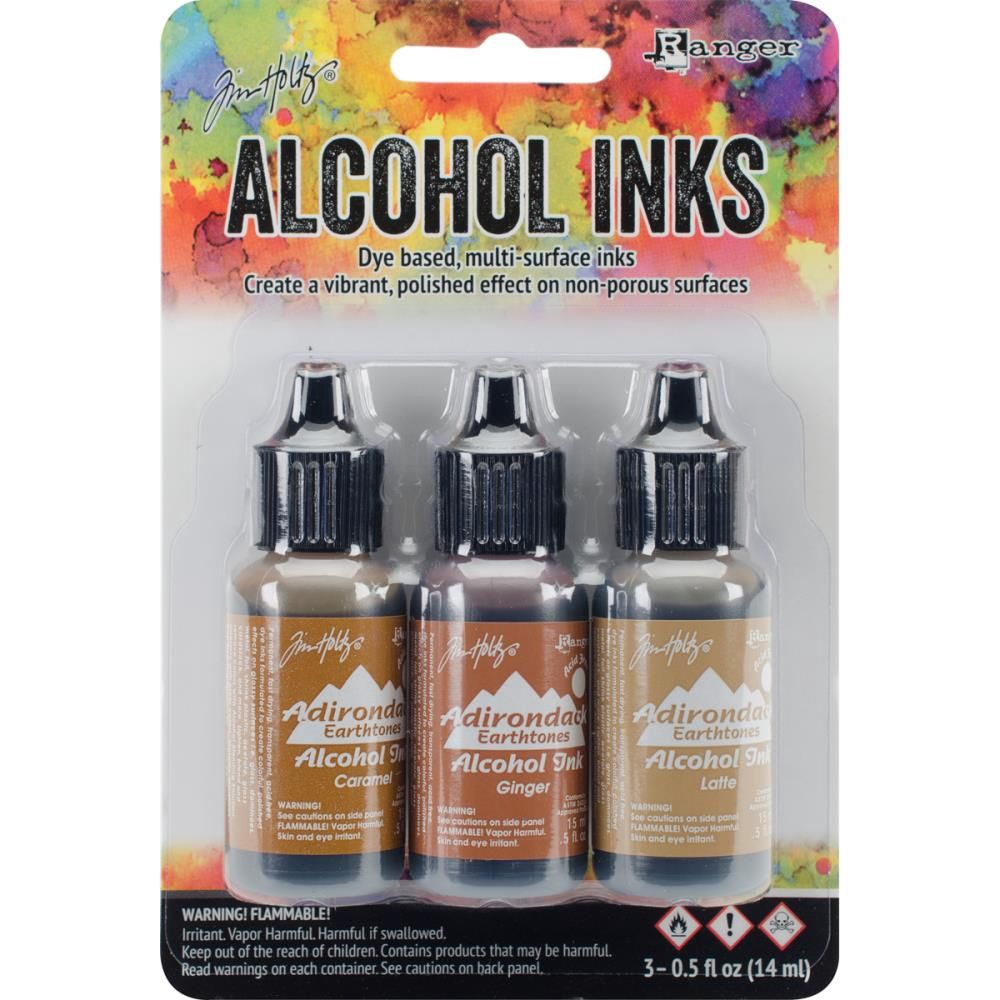 Tim Holtz - Ensemble «Alcohol Inks» couleur Caramel / Ginger / Latte