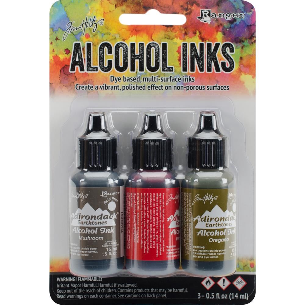 Tim Holtz - Ensemble «Alcohol Inks» couleur «Red Pepper / Mushroom / Oregano»