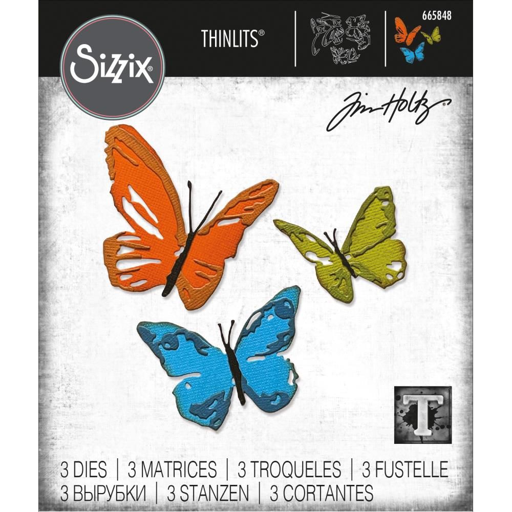 Sizzix - Thinlits Dies de Tim Holtz «Brushstrokes Butterflies» 3 pcs