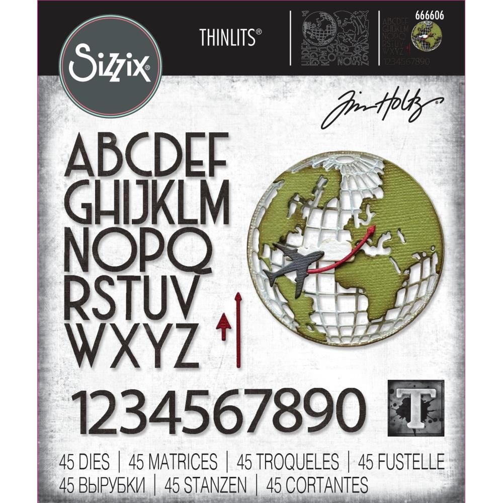 Sizzix - Thinlits Dies de Tim Holtz «Vault World Travel» 45 pcs