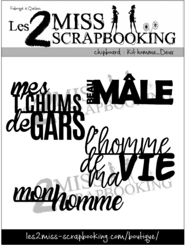 Les 2 Miss scrapbooking - Chipboard «kit homme deux»