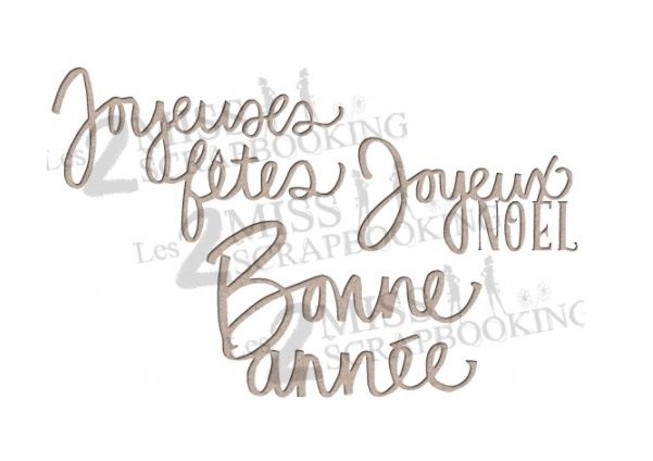 Les 2 Miss scrapbooking - Chipboard «Kit Voeux Noël» 3 pcs