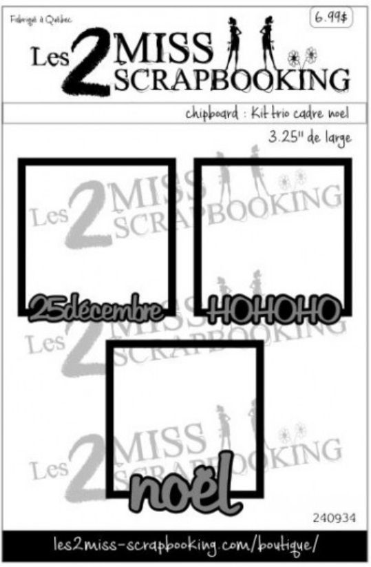 Les 2 Miss scrapbooking - Chipboard «Kit trio cadre Noël»