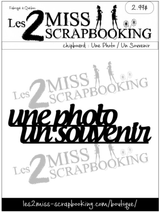 Les 2 Miss scrapbooking - Chipboard «Une photo souvenir»