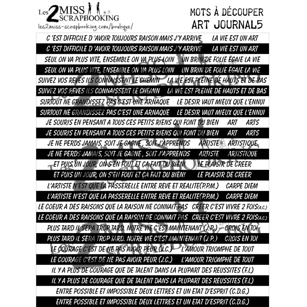 Les 2 Miss scrapbooking - Éphéméra «Art Journal 5»
