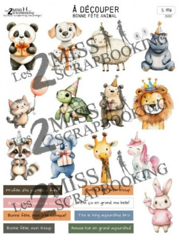 Les 2 Miss scrapbooking - Topper Bonne fête animal
