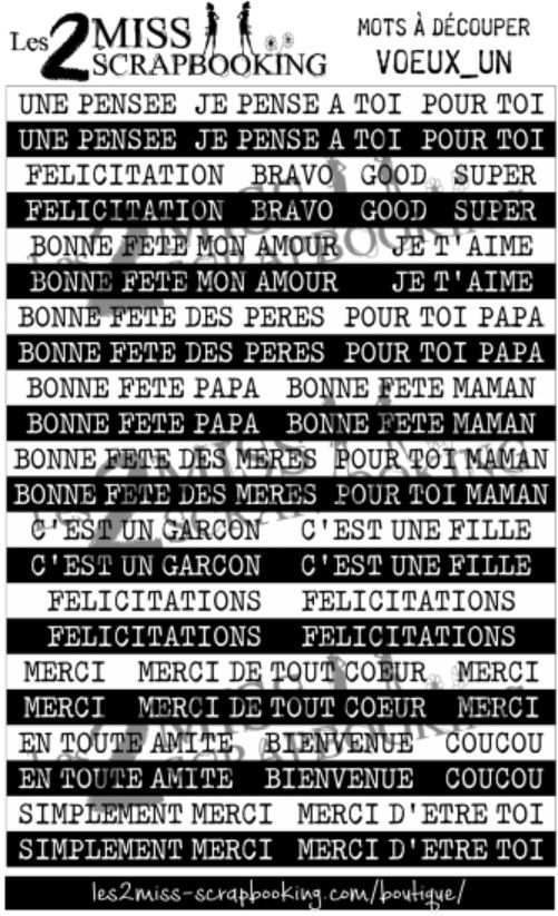 Les 2 Miss scrapbooking - Éphéméra Mots à découper «Voeux un»