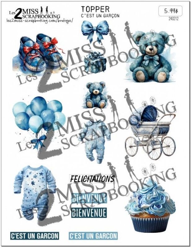 Les 2 Miss scrapbooking - Topper C'est un garçon