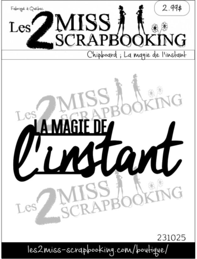 Les 2 Miss scrapbooking - Chipboard «La magie de l'instant»