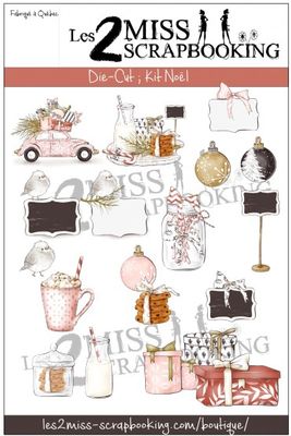 Les 2 Miss scrapbooking - Éphéméra «Kit Noël» 15 pcs