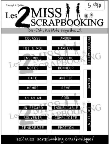 Les 2 Miss scrapbooking - Éphéméra «Kit mots étiquettes 2»