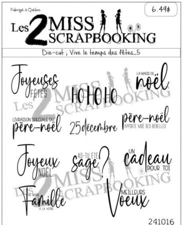 Les 2 Miss scrapbooking - Éphéméra «Vive le temps des fêtes 5» fond blanc