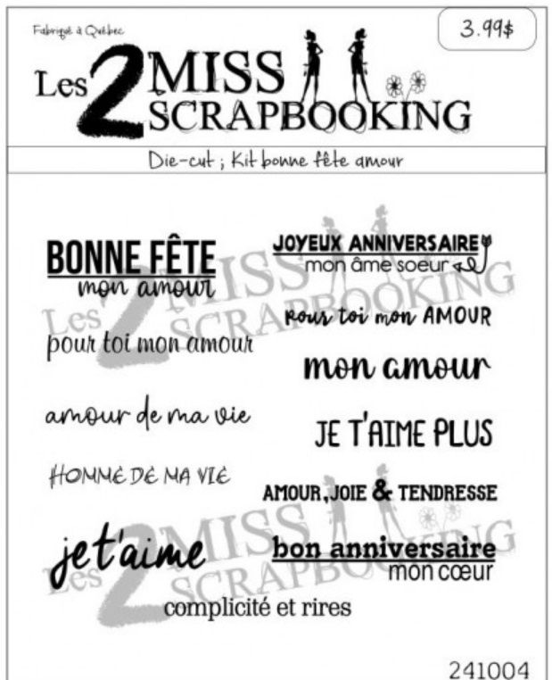 Les 2 Miss scrapbooking - Éphéméra «Kit bonne fête amour»