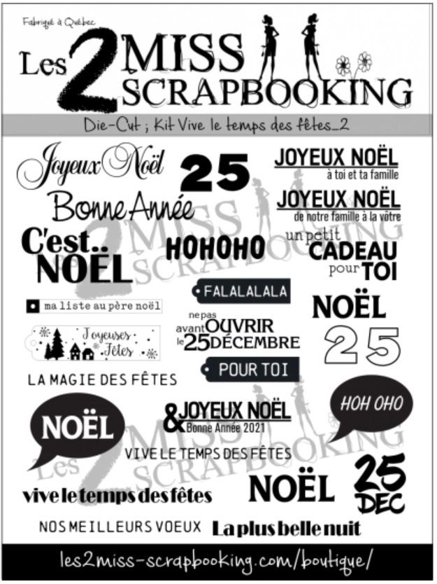 Les 2 Miss scrapbooking - Éphéméra «Temps des fêtes 2» fond blanc