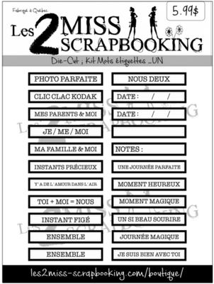 Les 2 Miss scrapbooking - Éphéméra «Kit mots étiquettes un»