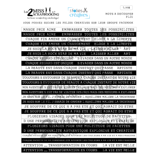 Les 2 Miss scrapbooking - Éphéméra «Mots à découper» FL01