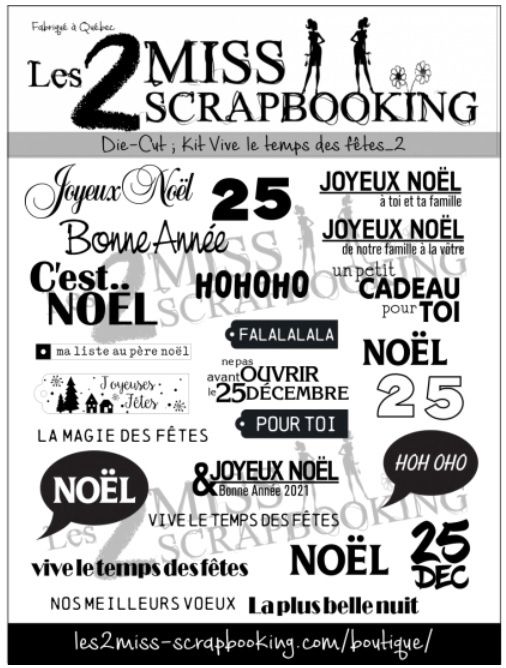 Les 2 Miss scrapbooking - Éphéméra «Vive le temps des fêtes» fond blanc