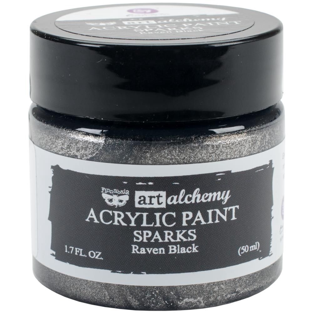 LIQUIDATION!!! Finnabair Art Alchemy - Peinture acrylique «Sparks» couleur «Raven Black» 1.7 oz (le prix indiqué est déjà réduit)