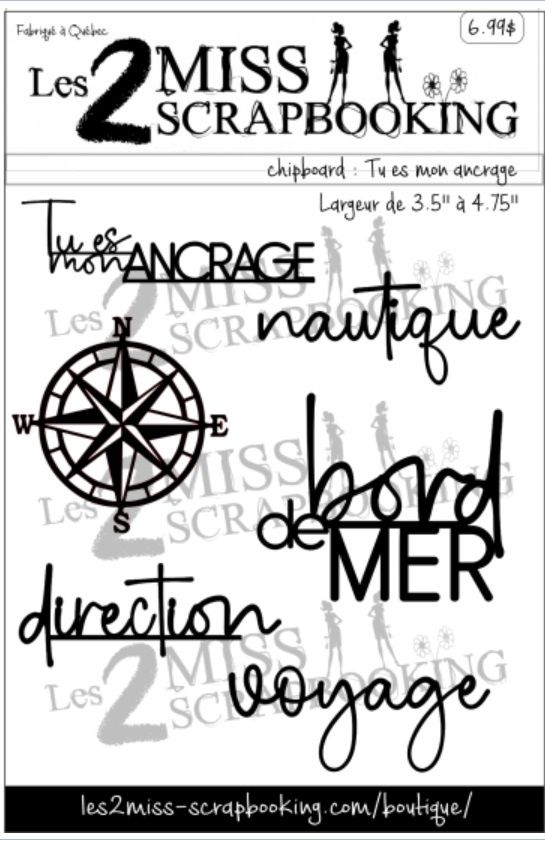 Les 2 Miss scrapbooking - Chipboard «Tu es mon ancrage»