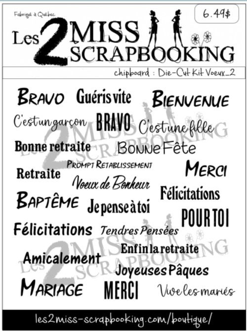 Les 2 Miss scrapbooking - Éphéméra «Kit Voeux 2» fond blanc