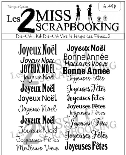 Les 2 Miss scrapbooking - Éphéméra «Vive le temps des fêtes 3» fond blanc