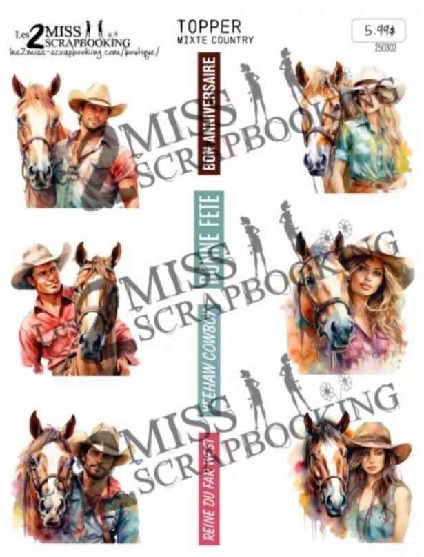 Les 2 Miss scrapbooking - Topper Mixte country