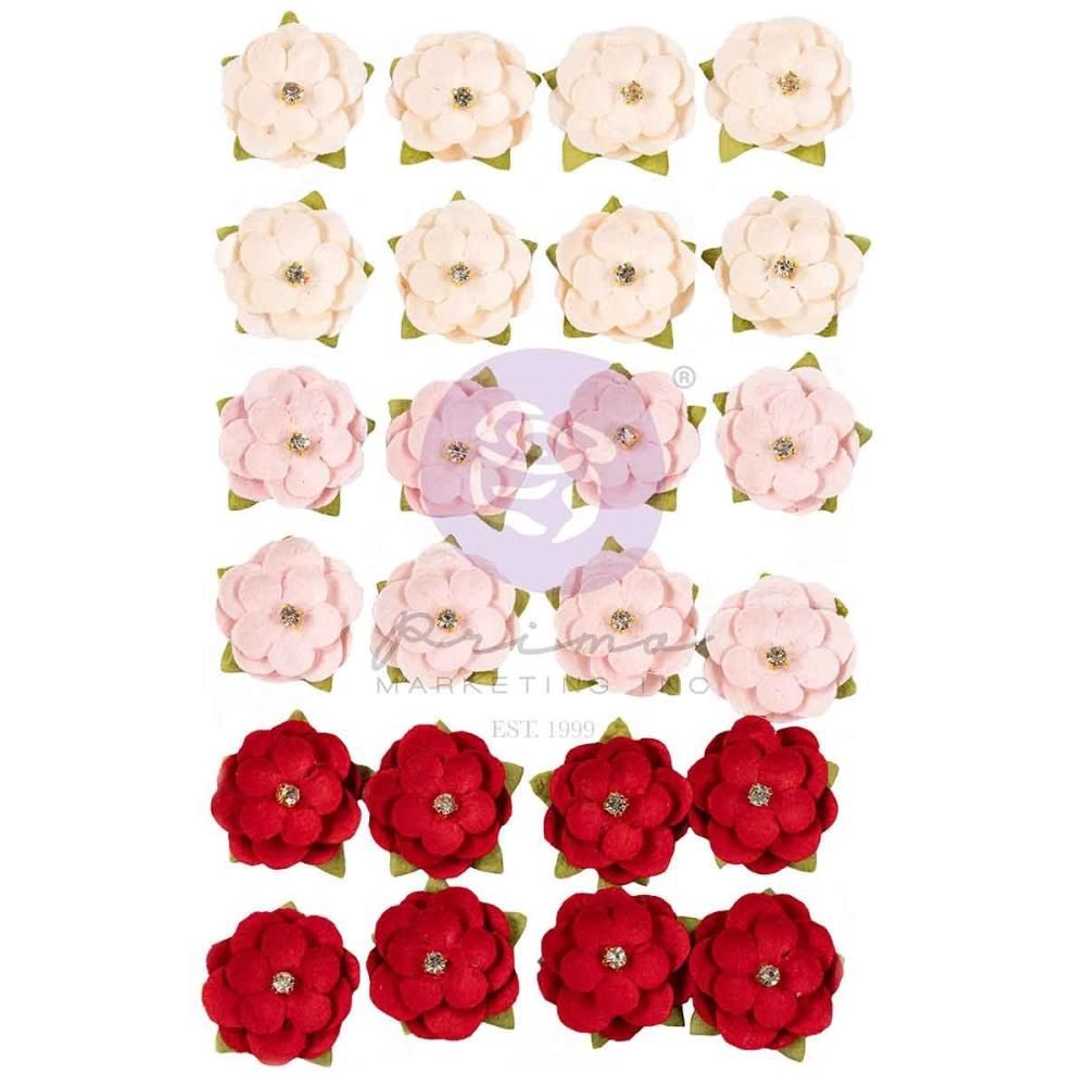 Prima Flowers - Collection Mulberry Paper «Cherry Sweet/Cherry Kisses» 24 pièces