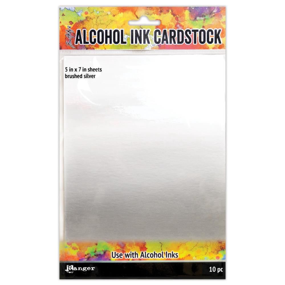 Ranger - Paquet de 10 cartons 5" X 7" couleur Alumium brossé pour «Alcohol Ink»