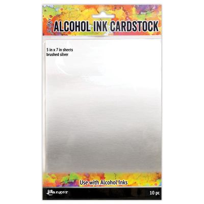 Ranger - Paquet de 10 cartons 5" X 7" couleur Alumium brossé pour «Alcohol Ink»