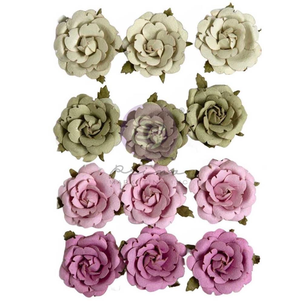 Prima Flowers - Collection Mulberry Paper «Budding Serenity/Serene Petals» 12 pièces