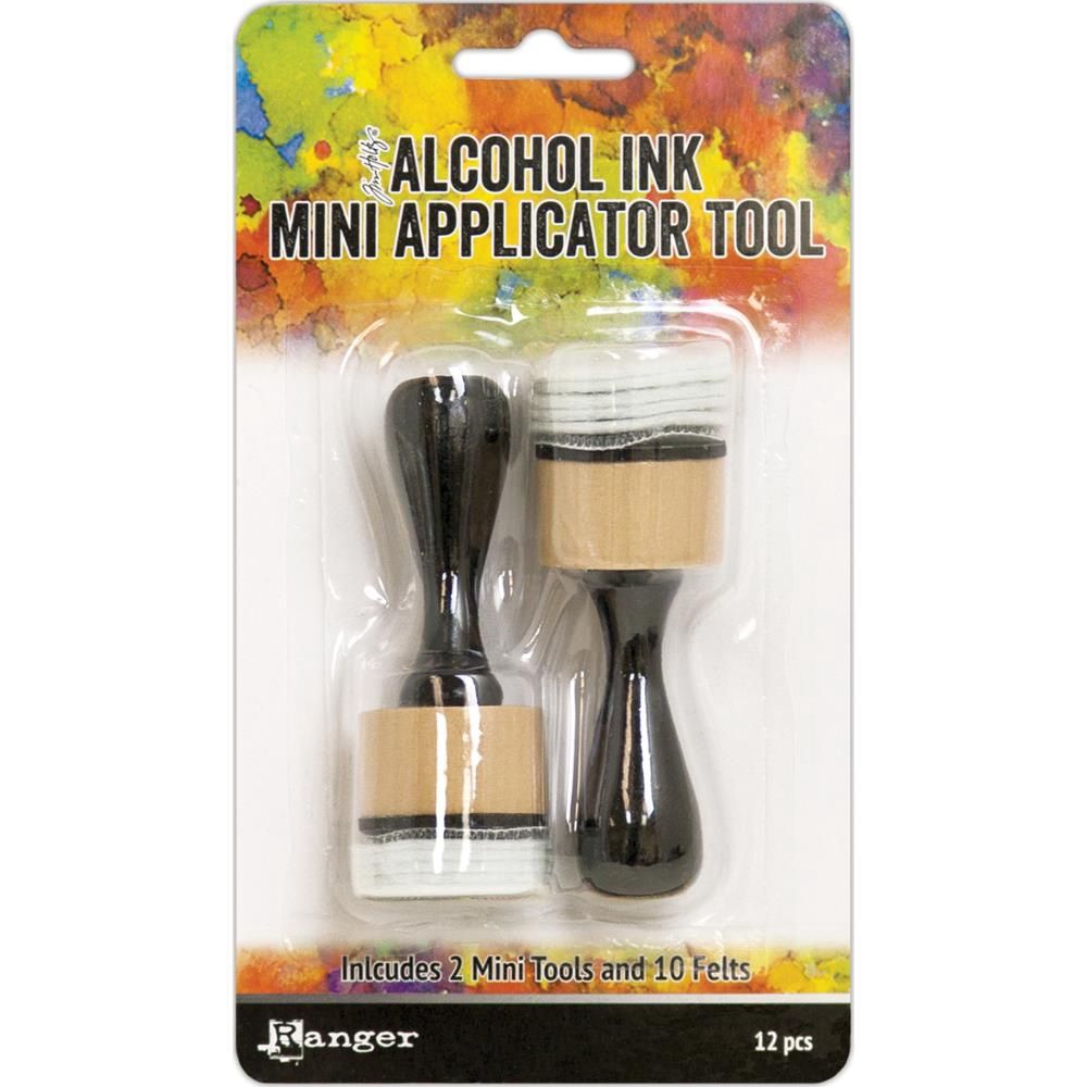 Ranger - Ensemble de 2 «Alcohol ink mini applicator» et 10 tampons