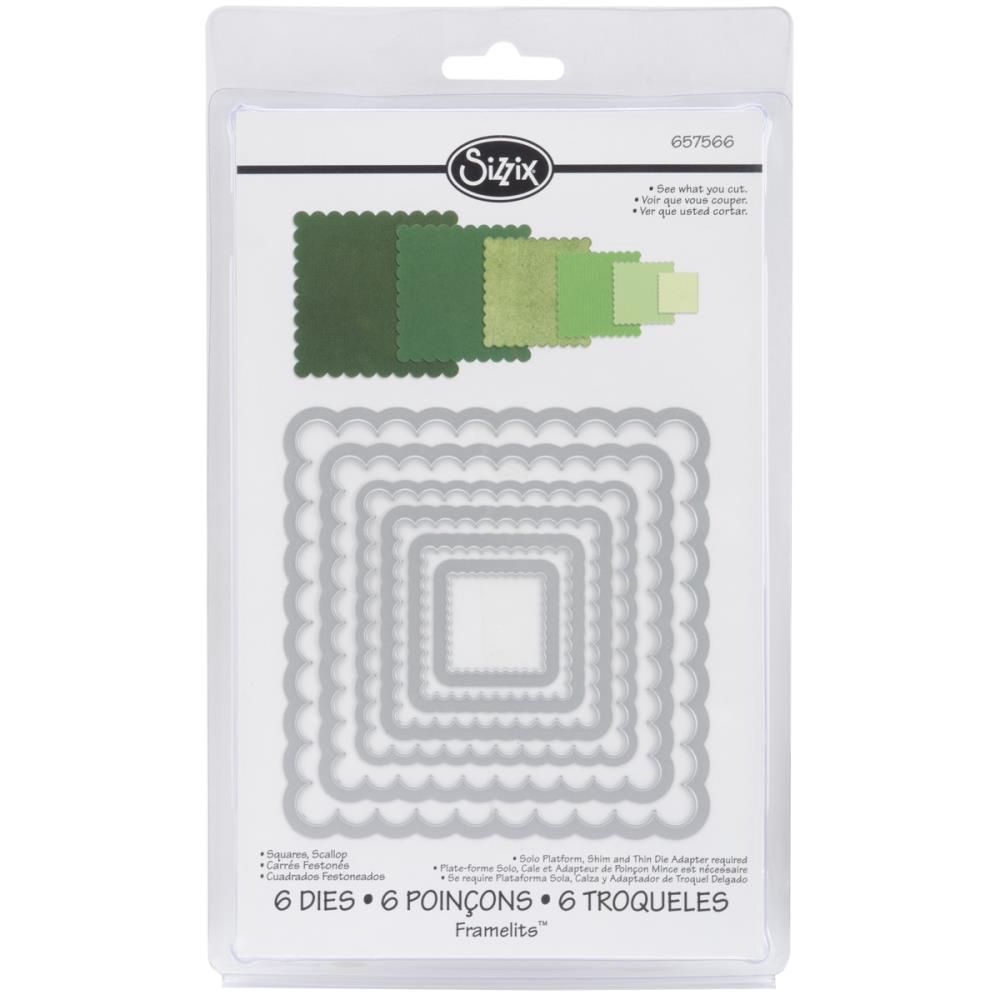 Sizzix - Dies Framelits «Scalloped Squares» 6 pièces