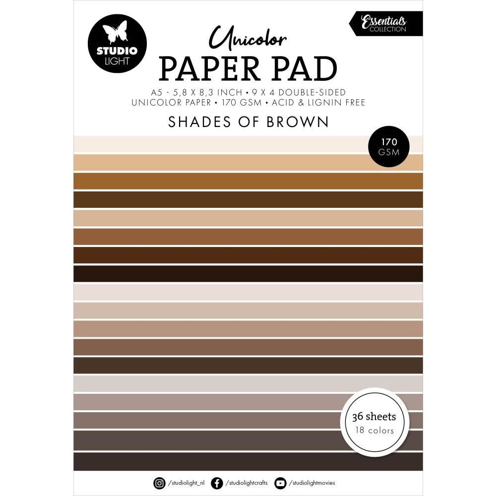 Studio Light- Essentials Unicolor Paper Pad «Shades Of Brown» paquet de papier 5.8" X 8.3"