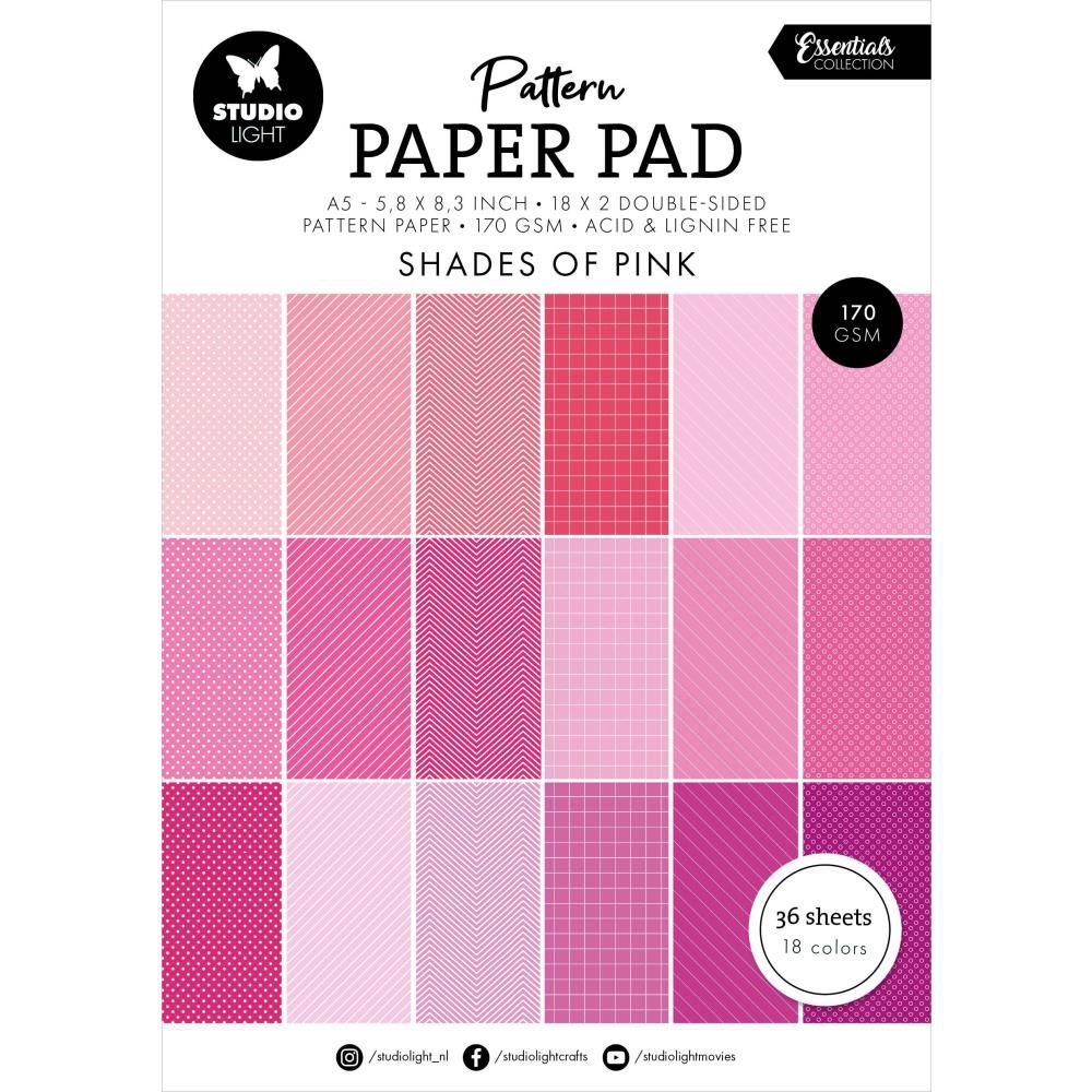 Studio Light- Essentials Pattern Paper Pad «Shades Of Pink» paquet de papier 5.8" X 8.3"