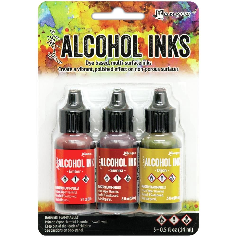 Tim Holtz - Ensemble «Alcohol Inks» couleur Ember / Sienna / Dijon