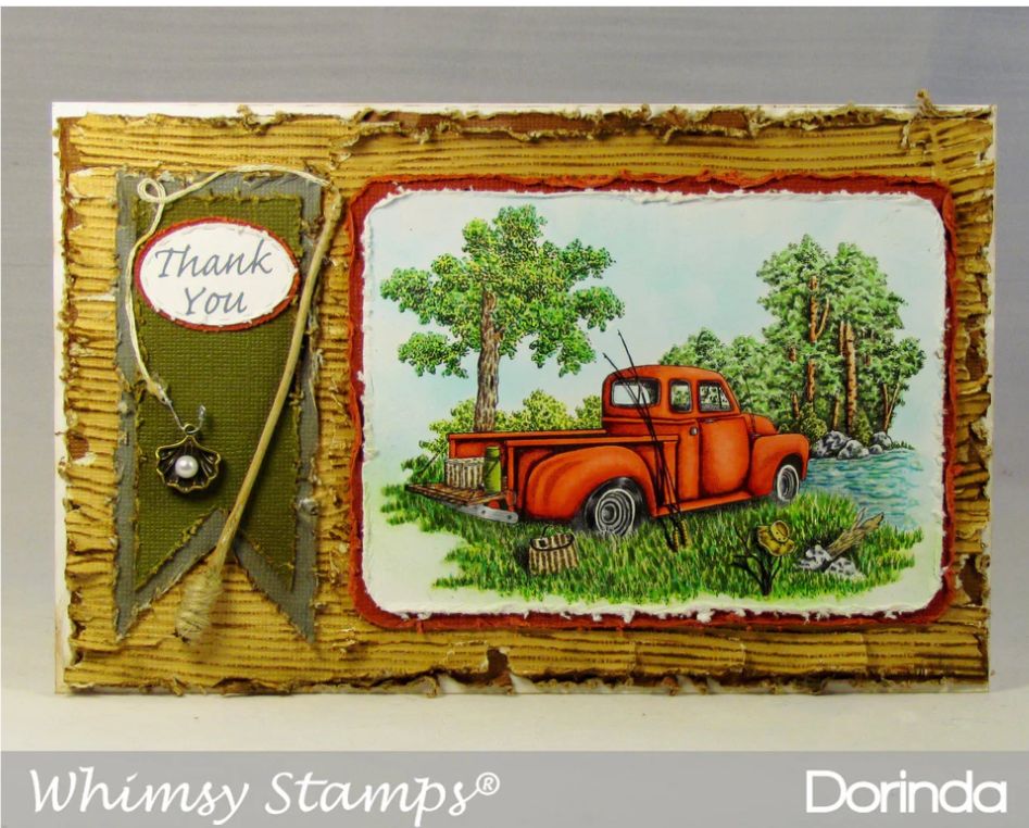 Whimsy Stamps- Estampe «Gone Fishing» 1 estampe