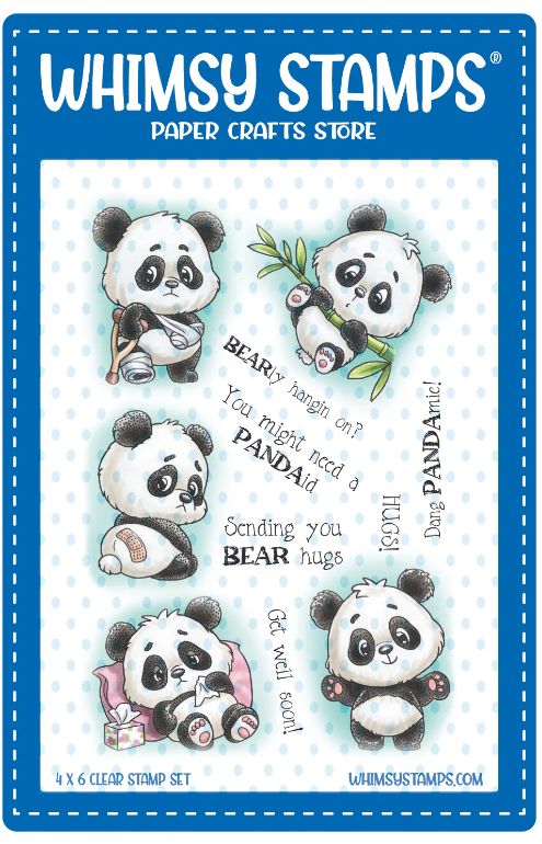 Whimsy Stamps- Estampe «Panda Get Well» 11 estampes