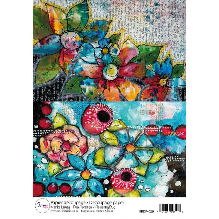 Ronron Designs - Papier de riz «Duo Floraison» 8.25" X 11.75"