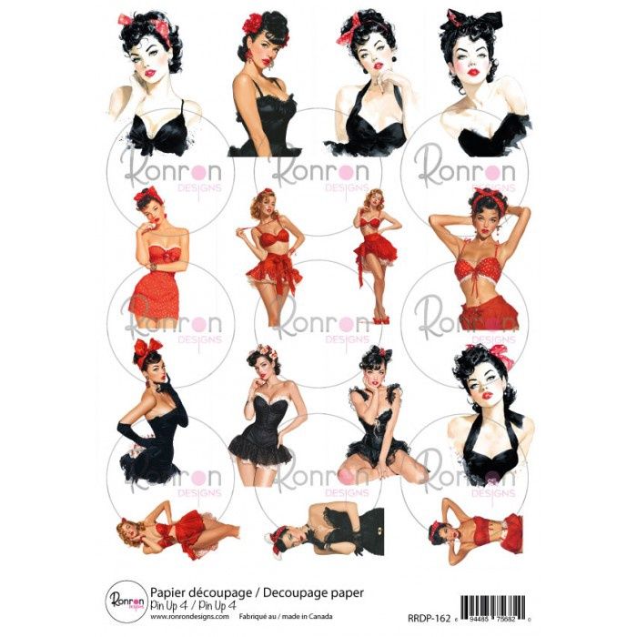 Ronron Designs - Papier de riz «Pin up 4» 8.25" X 11.75"