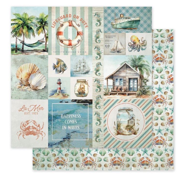 Paper Rose - Papier 12x12 Seaside Memories A, 1 feuille