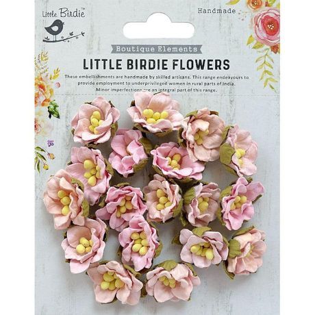 Little Birdie - Fleurs Butter Cup Pearl Pink, 18 pièces