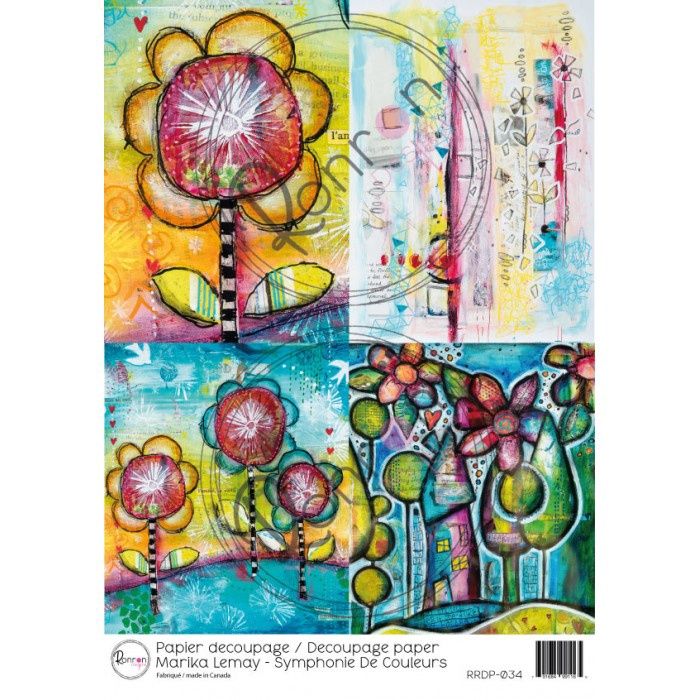 Ronron Designs - Papier de riz «Symphonie de couleurs» 8.25" X 11.75"
