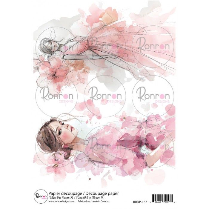 Ronron Designs - Papier de riz «Belles en Fleurs 3» 8.25" X 11.75"