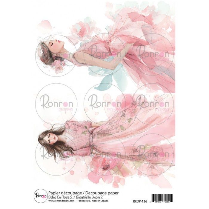 Ronron Designs - Papier de riz «Belles en Fleurs 2» 8.25" X 11.75"