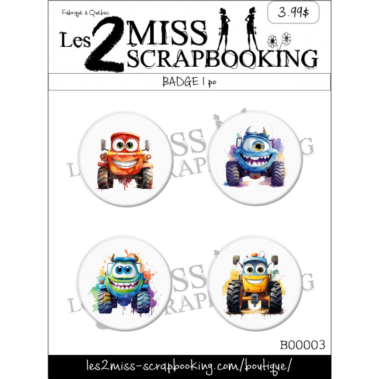 Les 2 Miss scrapbooking - Badge Monster Truck